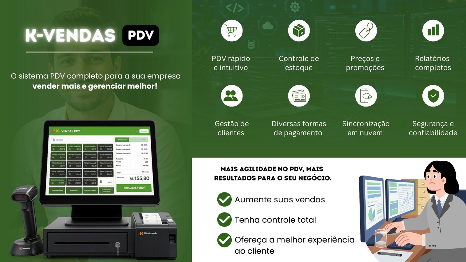 K-Vendas / PDV — Frente de caixa e força de vendas