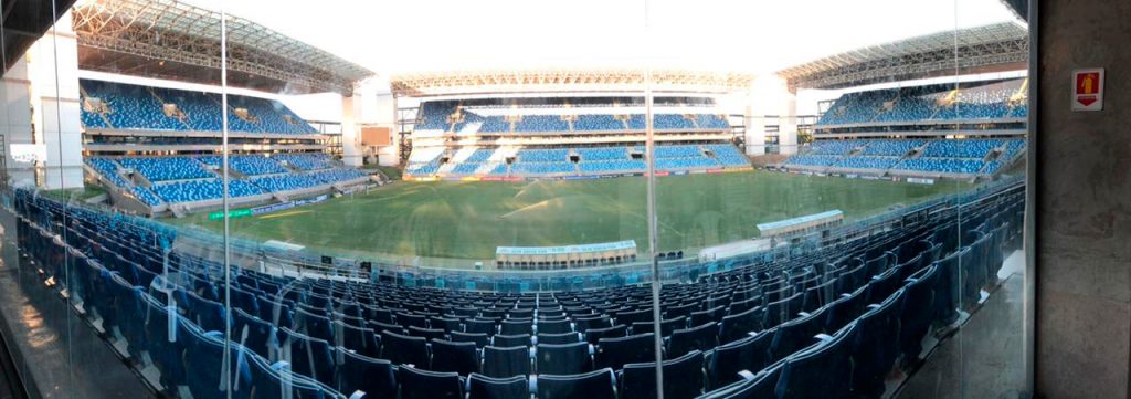 O lindíssimo estádio do Arena Pantanal foi o local da palestra